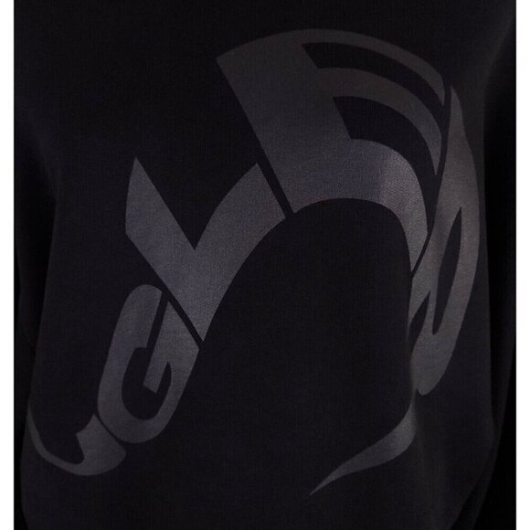 Mugler Logo Print Cropped Hoodie Size L Unisex Black - Picture 4 of 16